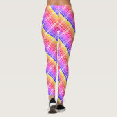 Diagonal Neon Plaid Stripe Gradient Leggings (Rückseite)