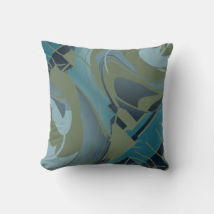 Diagonal Olive Seafoam Gray Abstract Design Kissen