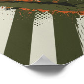 Diagonal-Olive-Streifen mit Orangen-Splashes Poster (Ecke)