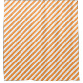 Diagonal orange and white stripes pattern duschvorhang (Vorderseite)