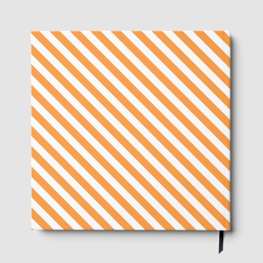 Diagonal orange and white stripes pattern gästebuch (Rückseite)