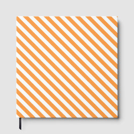 Diagonal orange and white stripes pattern gästebuch