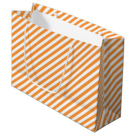 Diagonal orange and white stripes pattern große geschenktüte
