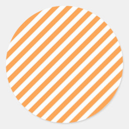 Diagonal orange and white stripes pattern runder aufkleber