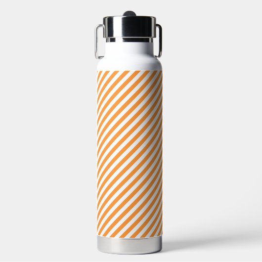 Diagonal orange and white stripes pattern trinkflasche (Vorderseite)