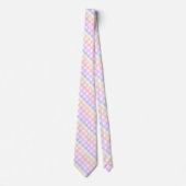 Diagonal Pastel Rainbow Checkerboard Krawatte (Vorderseite)