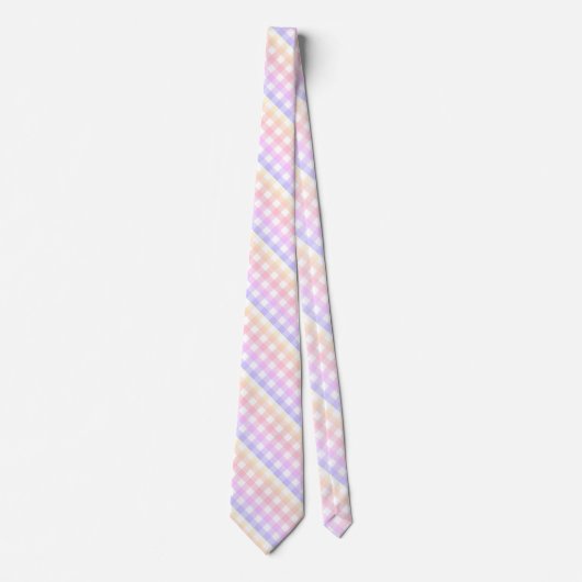Diagonal Pastel Rainbow Checkerboard Krawatte (Vorderseite)