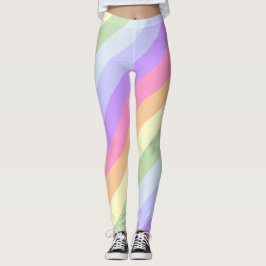 Diagonal Pastel Rainbow Streifen Leggings