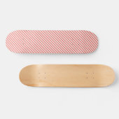 Diagonal pattern of pink and white stripes skateboard (Horizontal)