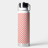 Diagonal pattern of pink and white stripes trinkflasche (Hinten)