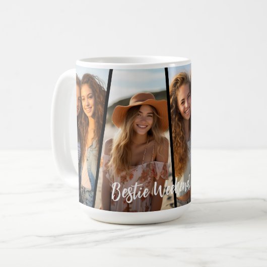 Diagonal Photo Collage - 4 Photos Fun Weekend Kaffeetasse (Vorderseite Links)