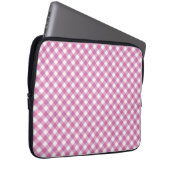 Diagonal Pink and White Gingham Laptopschutzhülle (Vorne Rechts)