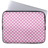 Diagonal Pink and White Gingham Laptopschutzhülle (Vorderseite)