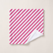 Diagonal pink and white stripes pattern badhandtuch set (Waschlappen)