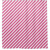Diagonal pink and white stripes pattern duschvorhang (Vorderseite)