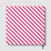 Diagonal pink and white stripes pattern gästebuch (Rückseite)