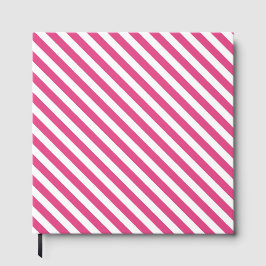 Diagonal pink and white stripes pattern gästebuch
