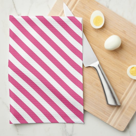 Diagonal pink and white stripes pattern geschirrtuch (Viertel Falte)