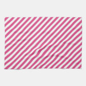Diagonal pink and white stripes pattern geschirrtuch (Horizontal)