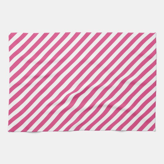 Diagonal pink and white stripes pattern geschirrtuch (Horizontal)