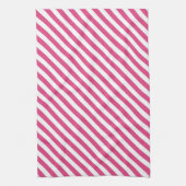 Diagonal pink and white stripes pattern geschirrtuch (Vertikal)