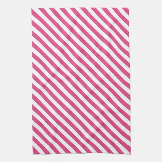 Diagonal pink and white stripes pattern geschirrtuch (Vertikal)