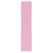 Diagonal pink and white stripes pattern kurzer tischläufer (Vorderseite)