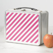 Diagonal pink and white stripes pattern metall brotdose (Beispiel)