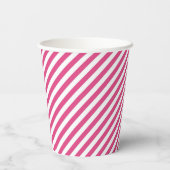 Diagonal pink and white stripes pattern pappbecher (Rückseite)