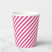 Diagonal pink and white stripes pattern pappbecher (Vorderseite)
