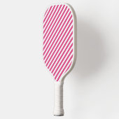 Diagonal pink and white stripes pattern pickleball schläger (Links)