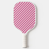 Diagonal pink and white stripes pattern pickleball schläger (Vorderseite)