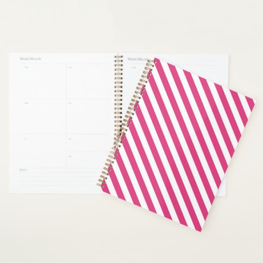Diagonal pink and white stripes pattern planer (Anzeige)