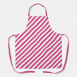 Diagonal pink and white stripes pattern schürze