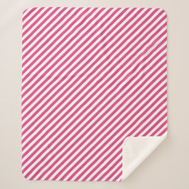 Diagonal pink and white stripes pattern sherpadecke