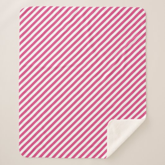 Diagonal pink and white stripes pattern sherpadecke (Vorderseite)