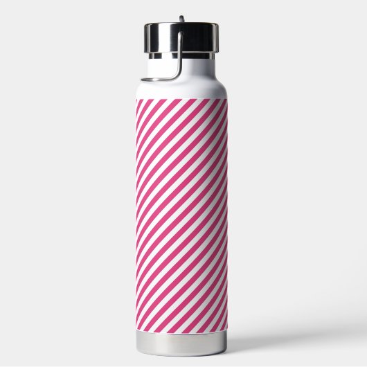 Diagonal pink and white stripes pattern trinkflasche (rechts)