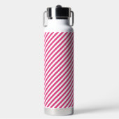 Diagonal pink and white stripes pattern trinkflasche (Vorderseite)