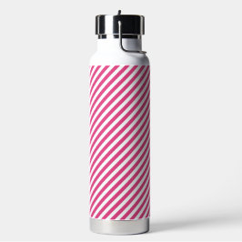 Diagonal pink and white stripes pattern trinkflasche