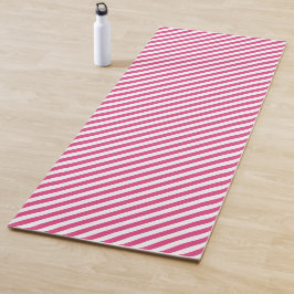 Diagonal pink and white stripes pattern yogamatte