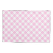 Diagonal Pink und Weiß Gingham Muster Kissenbezug (Rückseite-Links)