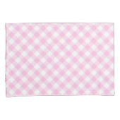 Diagonal Pink und Weiß Gingham Muster Kissenbezug (Vorderseite-Rechts)