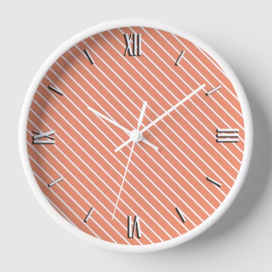 Diagonal pinstripes - coral orange and white uhr (Vorderseite)