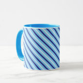 Diagonal Pinstripes Navy Blau und Türkis Tasse (Vorderseite Links)