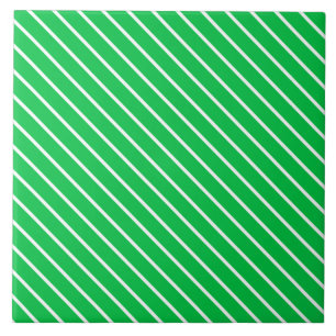 Diagonal pinstripes - smaragdgrün und weiß fliese