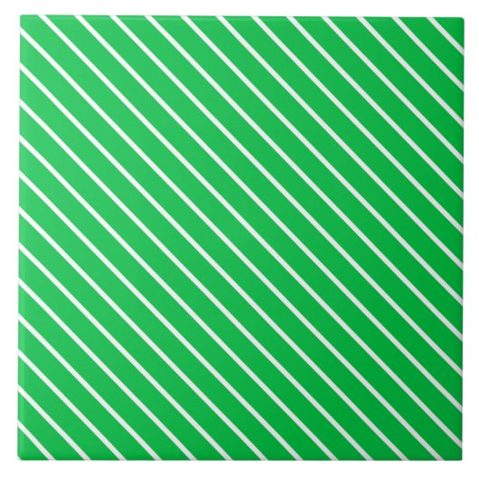 Diagonal pinstripes - smaragdgrün und weiß fliese (Vorderseite)