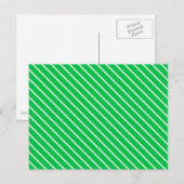 Diagonal pinstripes - smaragdgrün und weiß postkarte (Vorne/Hinten)