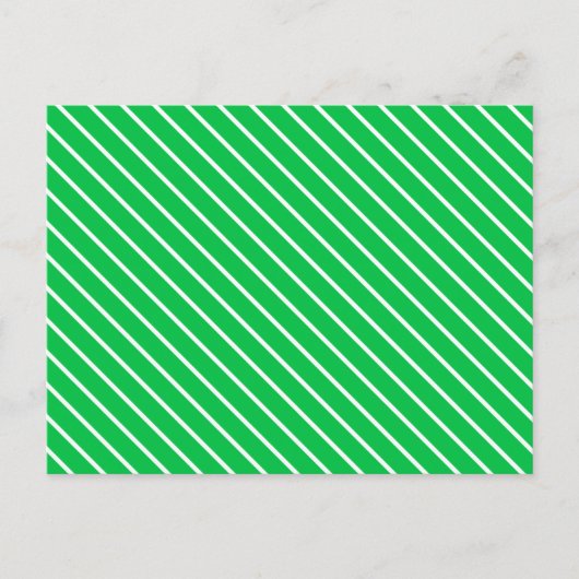 Diagonal pinstripes - smaragdgrün und weiß postkarte (Vorderseite)