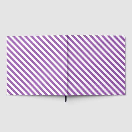 Diagonal purple and white stripes pattern gästebuch (Voll)