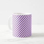 Diagonal purple and white stripes pattern kaffeetasse (Vorderseite Links)